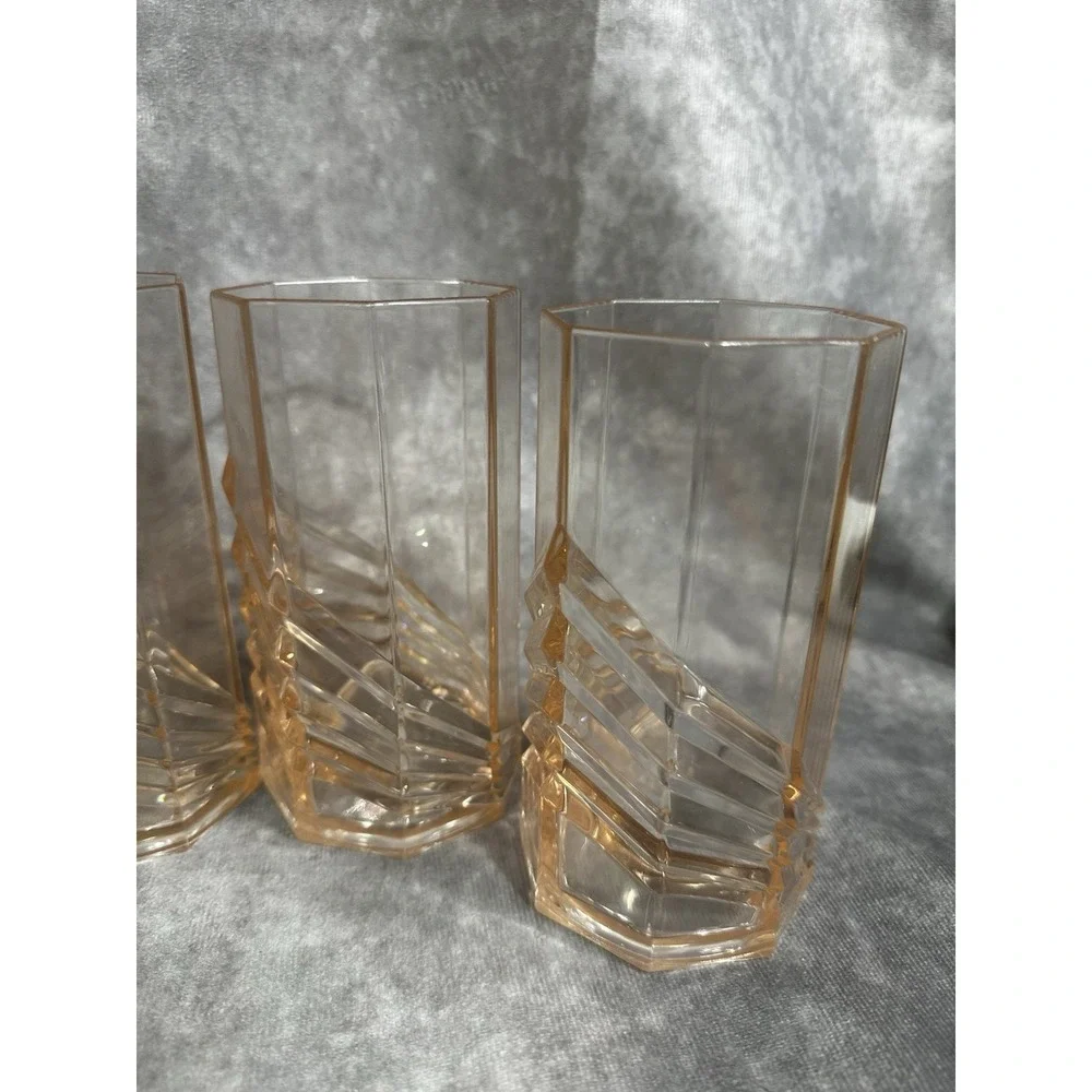 Vintage Art Deco‎ Style 1980S Plastic Drink Tall Drinking Cups Dusty Pink